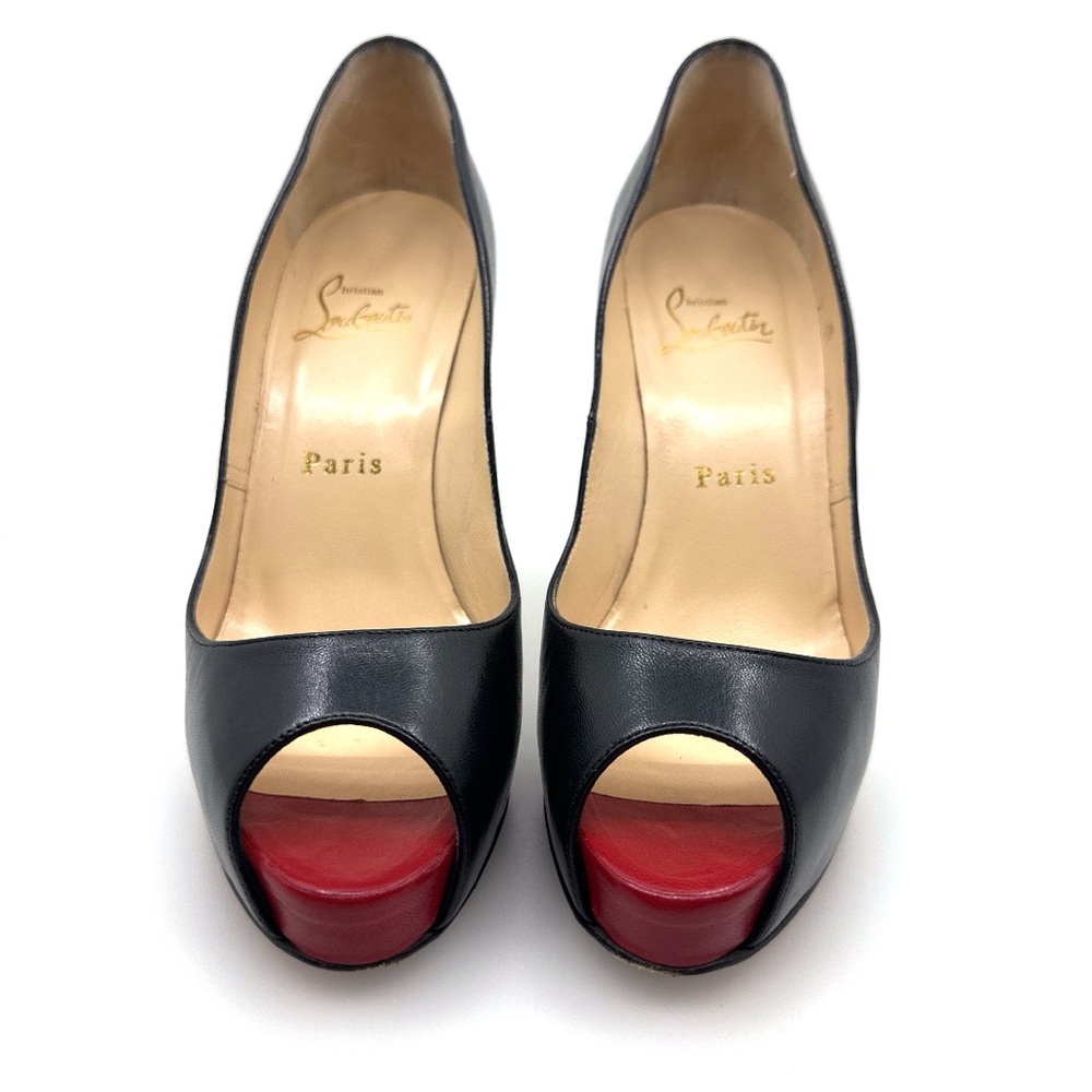 Christian Louboutin Very Prive 120 KID Black and Red Signature Heels Size 37/7